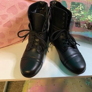 Black leather boots girls